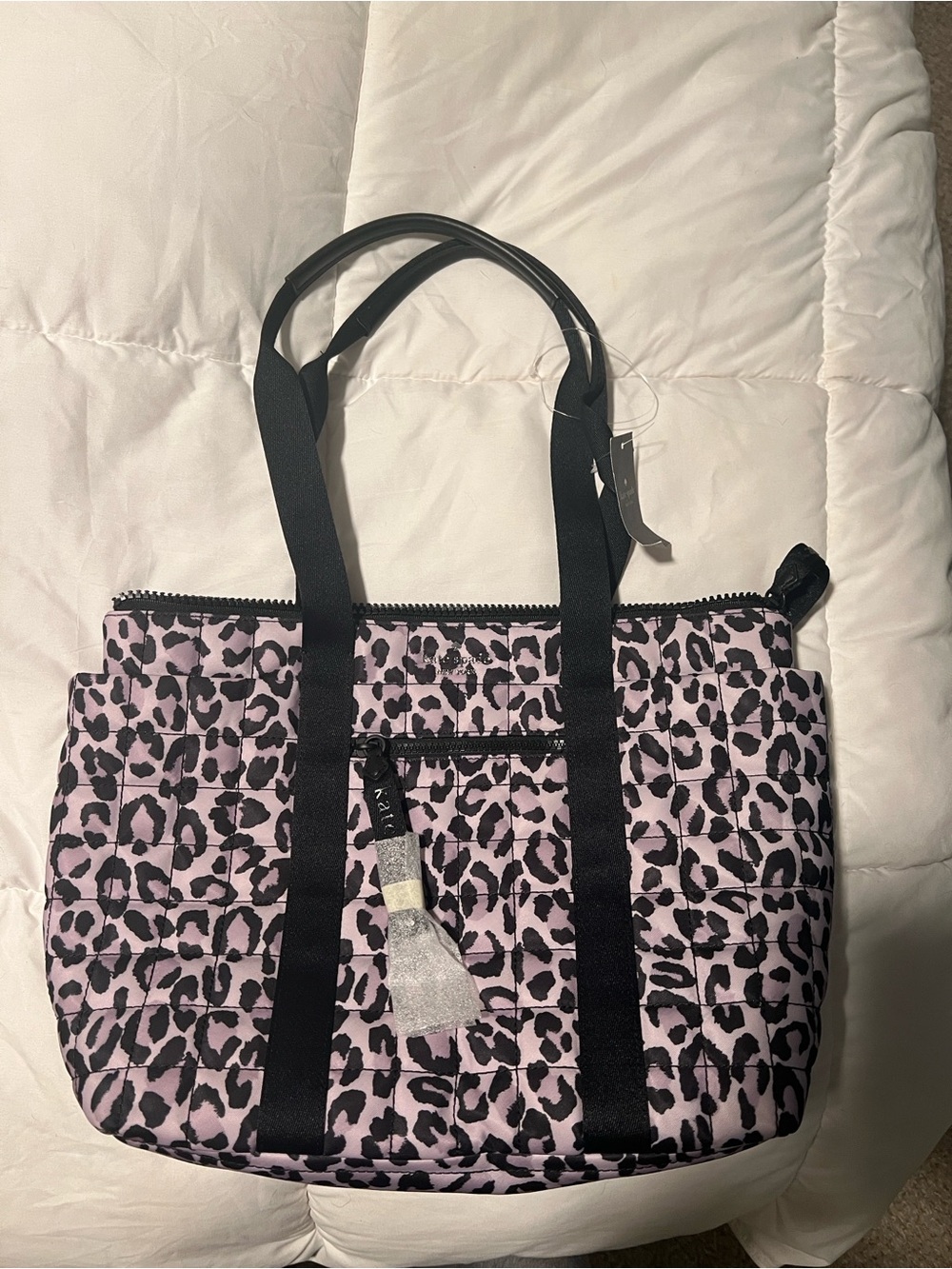 kate spade Pink and Black, purple Quilted Leopard Tote